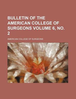 Book cover for Bulletin of the American College of Surgeons Volume 6, No. 2