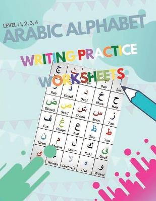Book cover for arabic alphabet writing practice worksheets