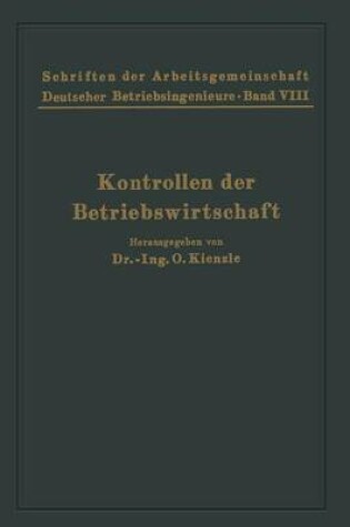 Cover of Kontrollen Der Betriebswirtschaft