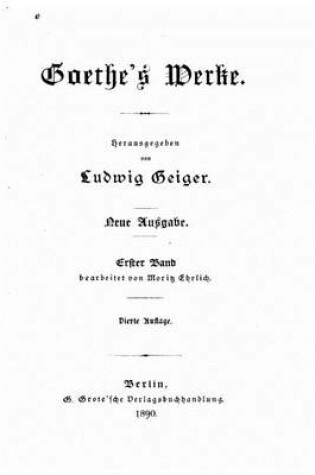 Cover of Goethe's Werke - Erster Band