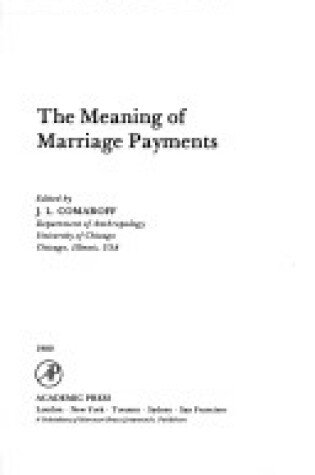 Cover of The Meaning of Marriage Payments