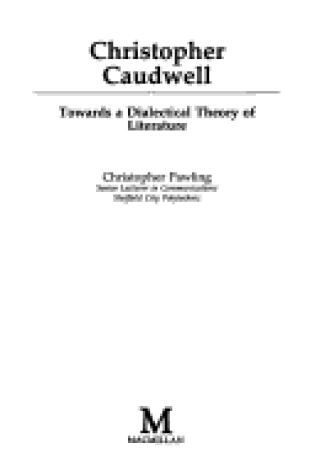 Cover of Towards a Dialectical Theory of Literature