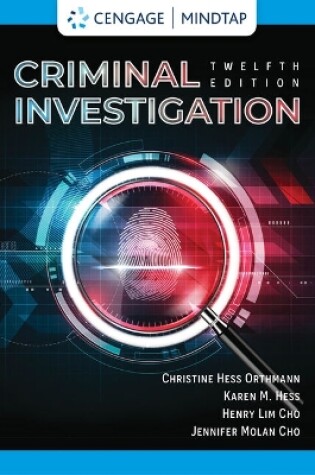 Cover of Mindtap for Hess/Hess Orthmann/Cho/Molan's Criminal Investigation, 1 Term Printed Access Card