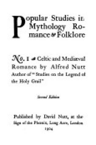 Cover of The Influence of Celtic Upon Mediaeval Romance