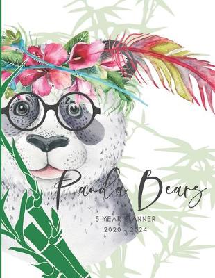 Book cover for 2020-2024 Five Year Planner Monthly Calendar Panda Bears Goals Agenda Schedule Organizer
