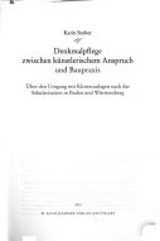 Cover of Denkmalpflege Zwischen Kunstlerischem Anspruch Und Baupraxis