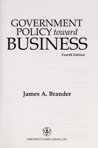 Cover of Government Policy Towards Business 4e