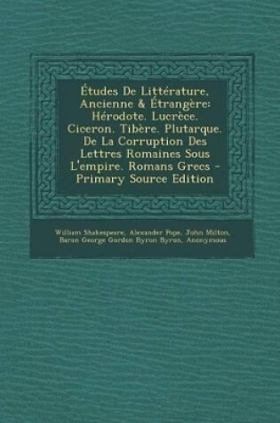 Cover of Etudes de Litterature, Ancienne & Etrangere