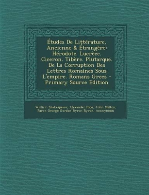 Book cover for Etudes de Litterature, Ancienne & Etrangere