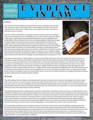 Cover of Evidence in Law