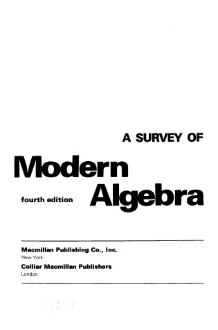 Cover of A Survey of Modern Algebra