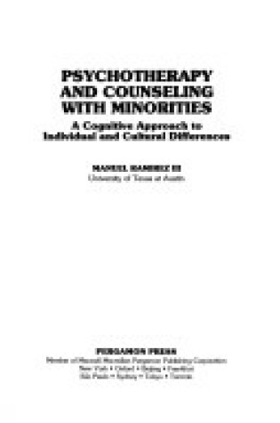 Cover of Psychotherapy and Counselling with Minorities