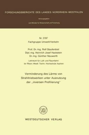 Cover of Verminderung Des Learms Von Strahltriebwerken Unter Ausnutzung Der 'Inversen Profilierung