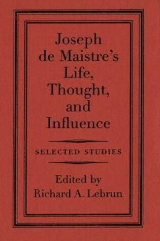 Cover of Joseph de Maistre