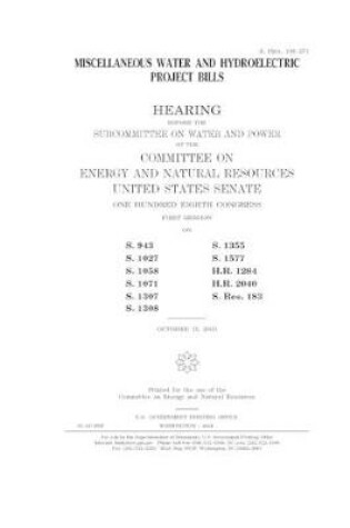 Cover of Miscellaneous water and hydroelectric project bills