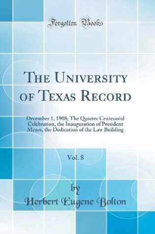 Cover of The University of Texas Record, Vol. 8