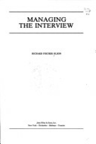 Cover of Managing the Interview