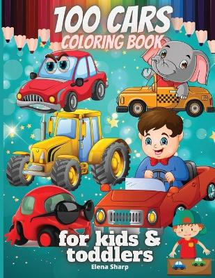 Book cover for 100 cars coloring book for kids&toddlers