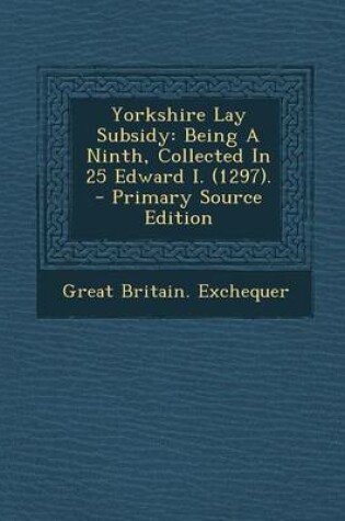 Cover of Yorkshire Lay Subsidy