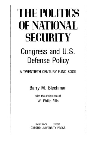 Cover of Politics of National Security