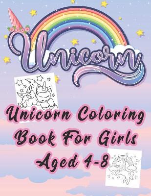 Book cover for unicorn coloring book for girls aged 4-8