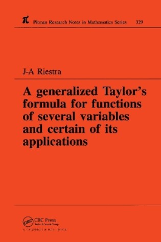 Cover of A Generalized Taylor's Formula for Functions of Several Variables and Certain of its Applications