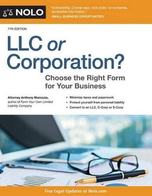 Book cover for LLC or Corporation?