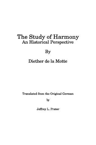 Cover of Historical Study of Harmony