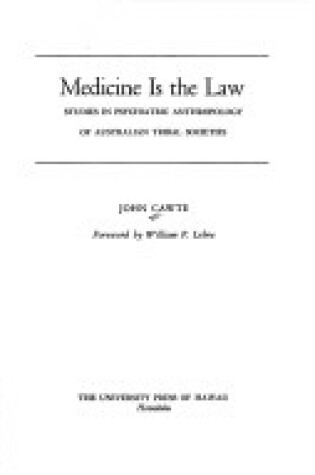 Cover of Medicine is the Law