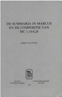 Cover of De Summaria in Marcus En De Compositie Van Mc 1,14-8,26