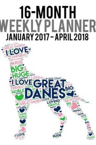 Cover of 2017-2018 Weekly Planner - Wordcloud Great Dane