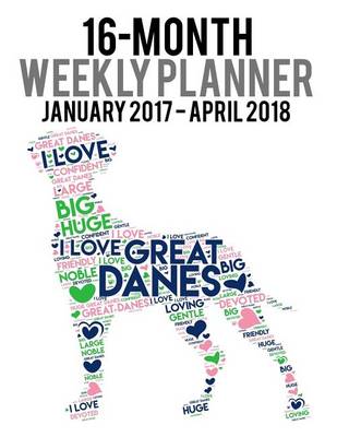 Cover of 2017-2018 Weekly Planner - Wordcloud Great Dane