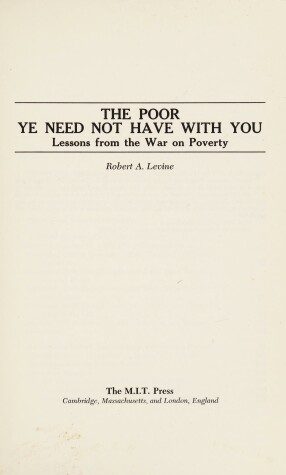 Book cover for Poor Ye Need Not Have