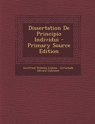 Book cover for Dissertation de Principio Individui - Primary Source Edition