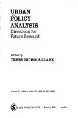 Cover of Urban Policy Analysis