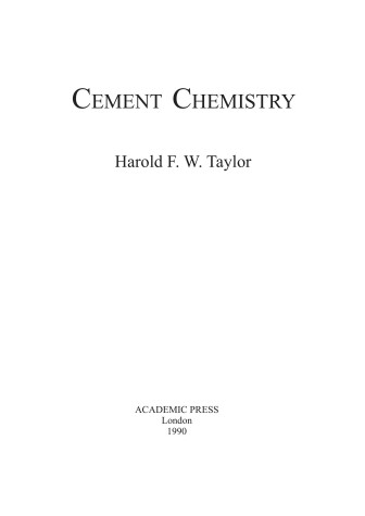 Book cover for Cement Chemistry