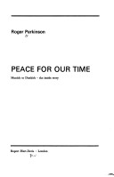 Book cover for Peace for Our Time