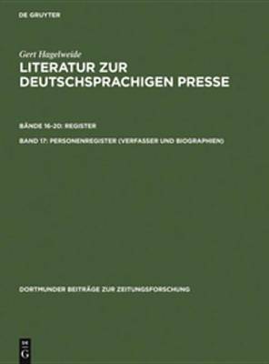 Cover of Personenregister (Verfasser Und Biographien )