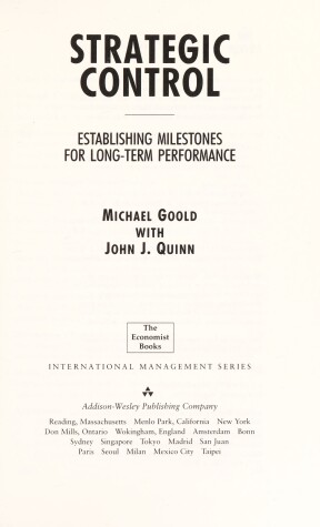 Book cover for Strategic Control : Establishing Milestones for Long-Term Performance