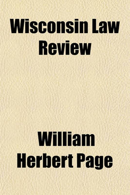 Book cover for Wisconsin Law Review (Volume 1)