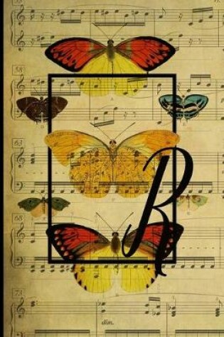 Cover of Letter "R" - Monogram Butterfly Music Journal - Blank Score Sheets
