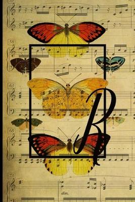 Book cover for Letter "R" - Monogram Butterfly Music Journal - Blank Score Sheets