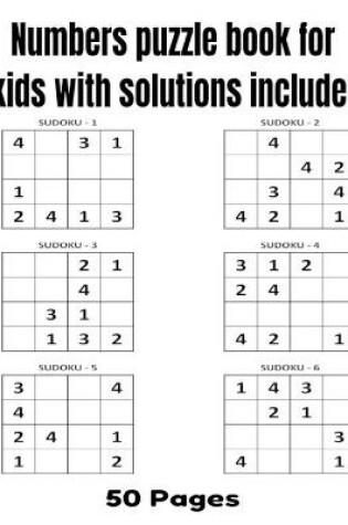 Cover of Numbers puzzle book for kids with solutions included