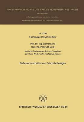 Book cover for Reflexionsverhalten Von Fahrbahnbelagen