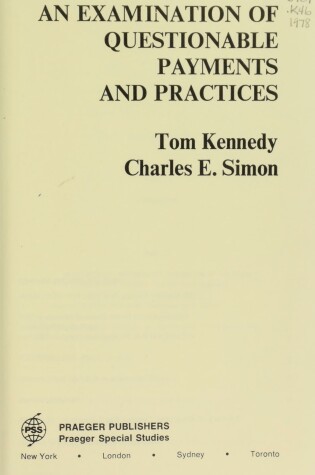 Cover of Examination of Questionable Payments and Practices
