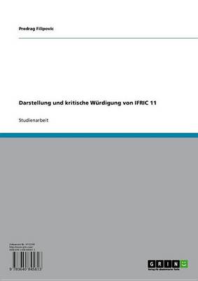 Book cover for Darstellung Und Kritische Wurdigung Von Ifric 11