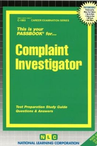 Cover of Complaint Investigator