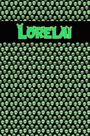 Cover of 120 Page Handwriting Practice Book with Green Alien Cover Lorelai