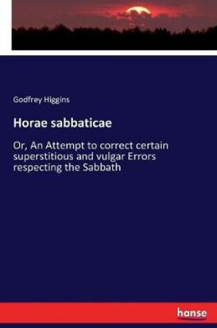 Cover of Horae sabbaticae