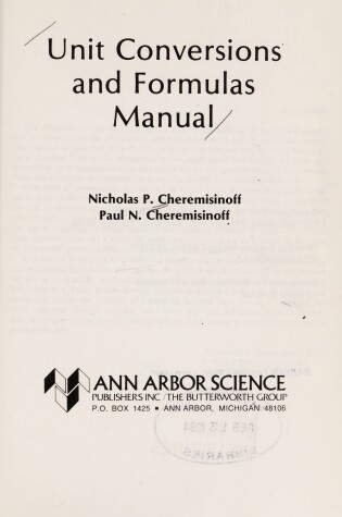 Cover of Unit Convensions and Formulas Manual